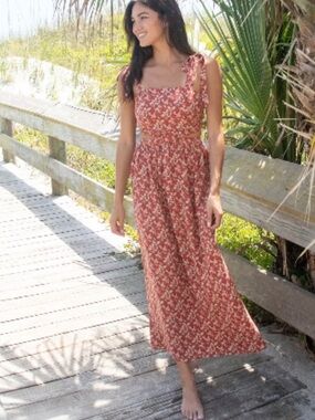 Natural Life Courtney Rust Floral Cutout Maxi Dress Size Large